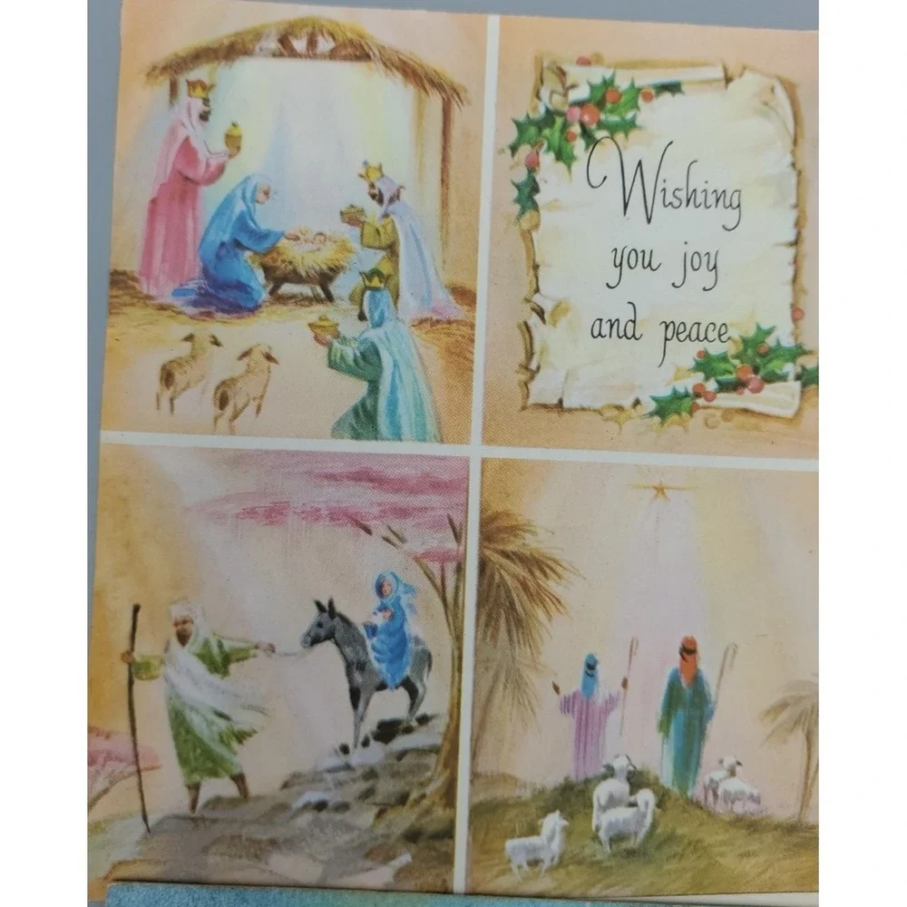 10 Old Used Vtg CHRISTMAS CARD Fronts 4 Craft Nativity 3 Kings Bae Jesus Mary Jo
